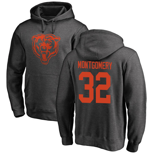 Chicago Bears Men Ash David Montgomery One Color NFL Football #32 Pullover Hoodie Sweatshirts->nfl t-shirts->Sports Accessory